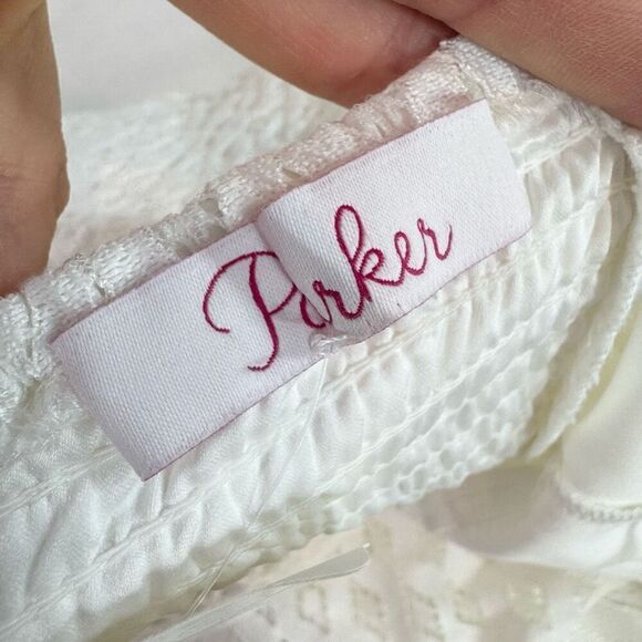 Parker Dress Womens XS Midi White Lace Tulum Halter Beachy Asymmetrical Hem New - Picture 7 of 10